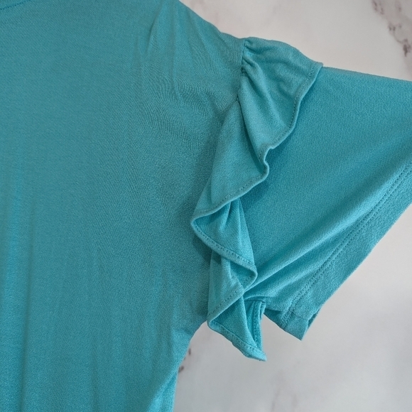 Miss Me T Shirt Womens Medium y2k Blue Ruffle Short Sleeve Tee Longline - Picture 8 of 10